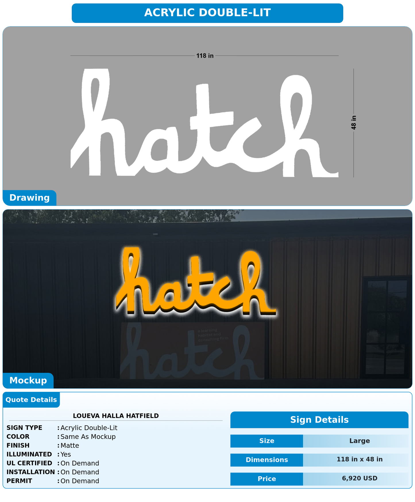 CUSTOM MOCKUP SIGN FOR Loueva Halla Hatfield