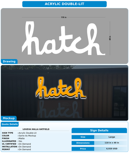 CUSTOM MOCKUP SIGN FOR Loueva Halla Hatfield