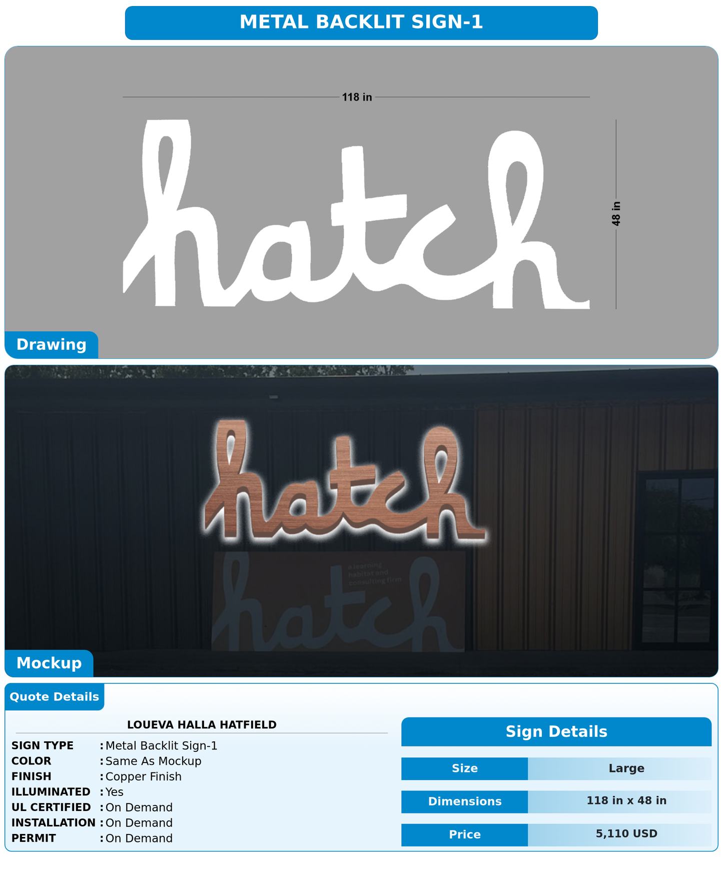 CUSTOM MOCKUP SIGN FOR Loueva Halla Hatfield