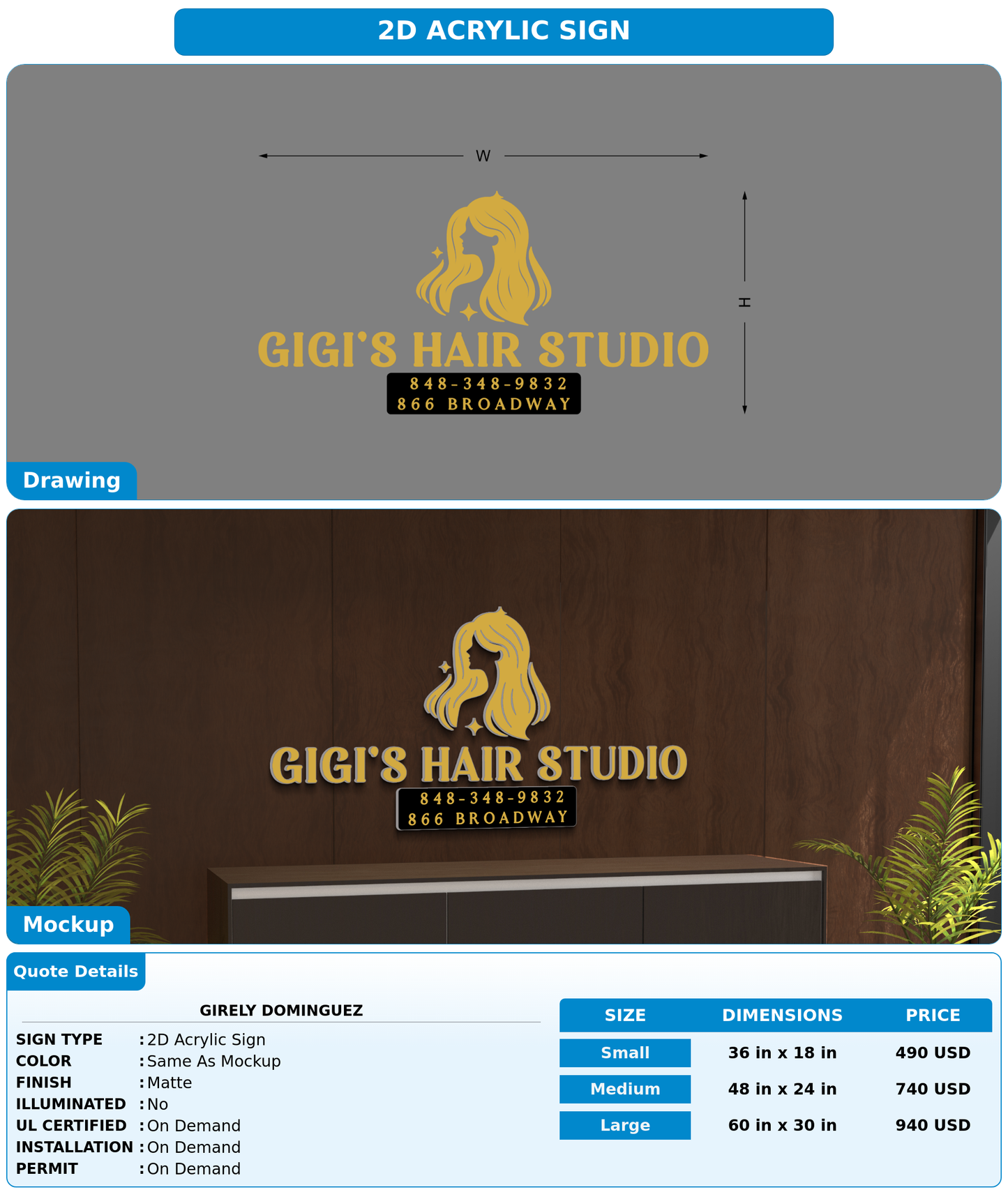 CUSTOM MOCKUP SIGN FOR Girely Dominguez