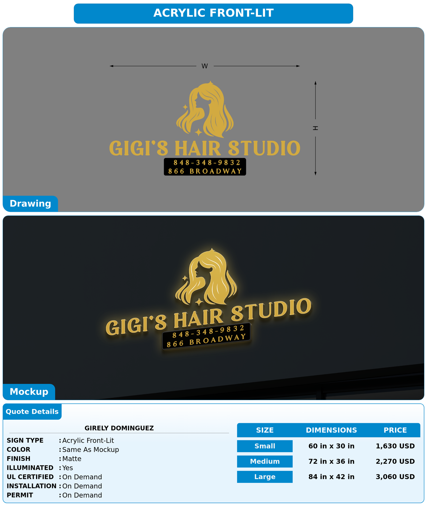 CUSTOM MOCKUP SIGN FOR Girely Dominguez