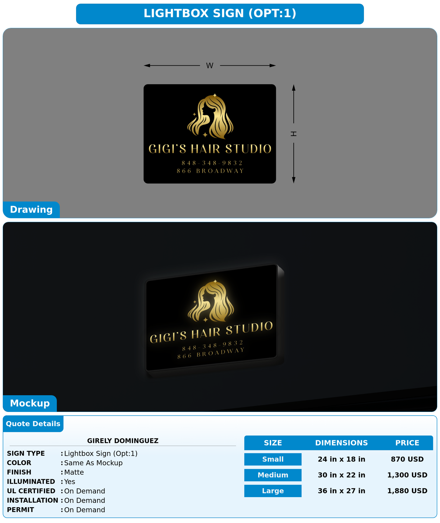 CUSTOM MOCKUP SIGN FOR Girely Dominguez