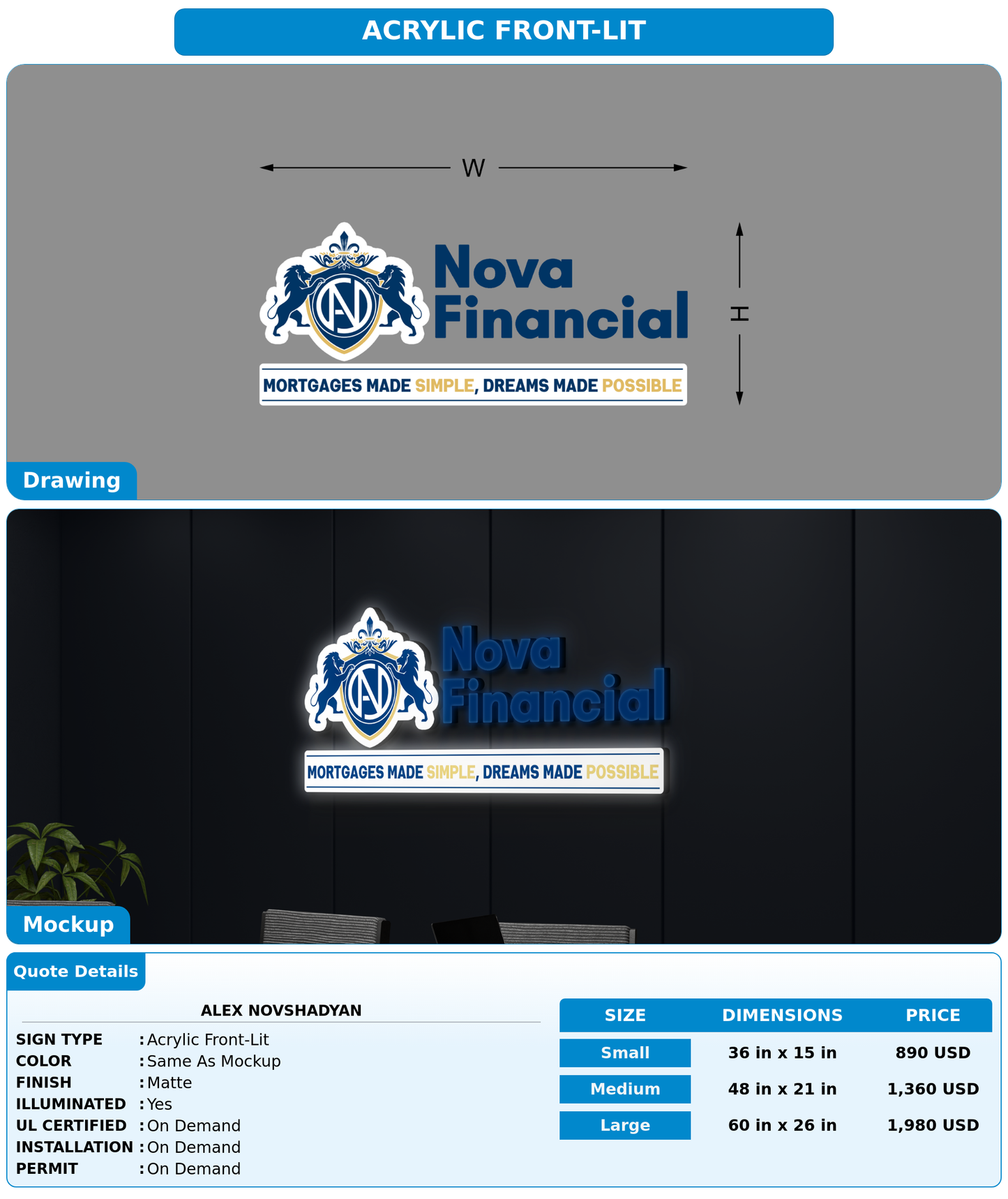 CUSTOM MOCKUP SIGN FOR Alex Novshadyan