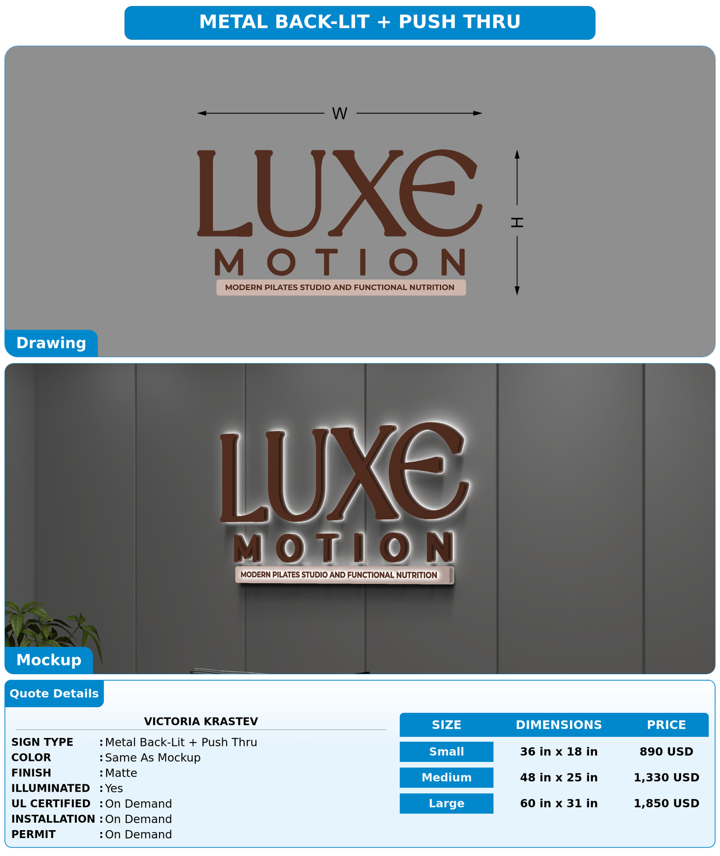 CUSTOM MOCKUP SIGN FOR Victoria Krastev