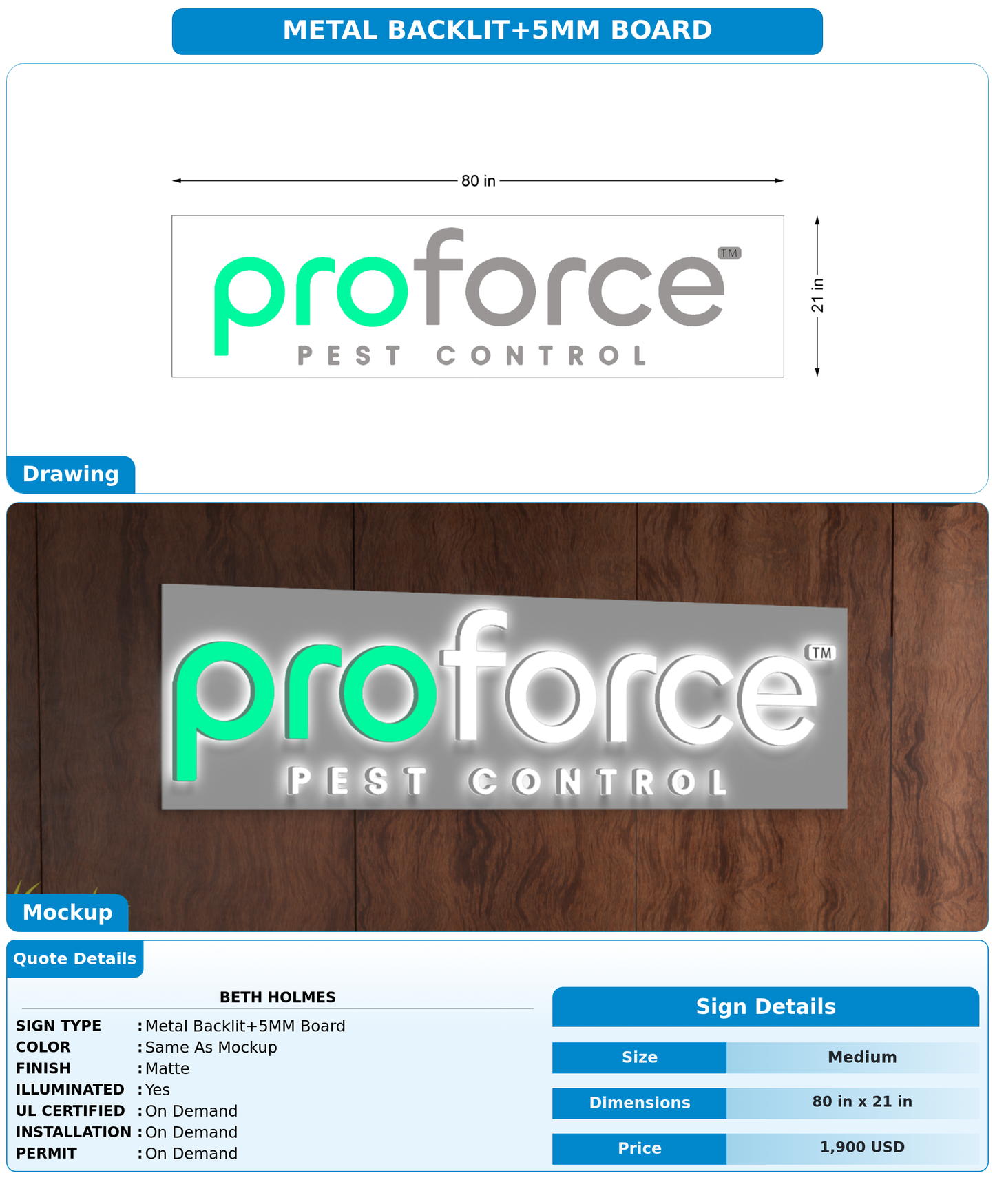 CUSTOM MOCKUP SIGN FOR Beth Holmes