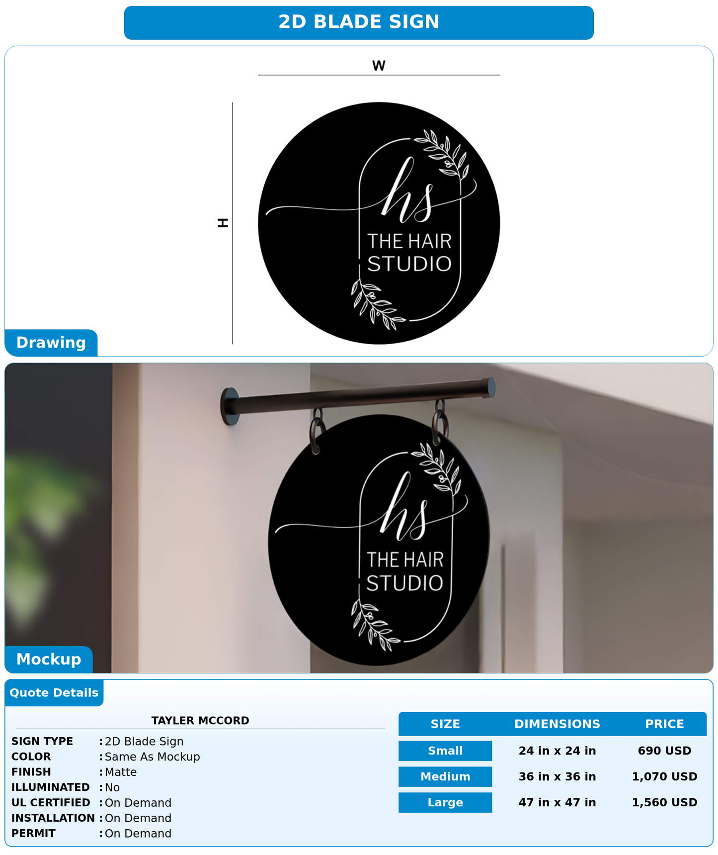 CUSTOM MOCKUP SIGN FOR Tayler McCord