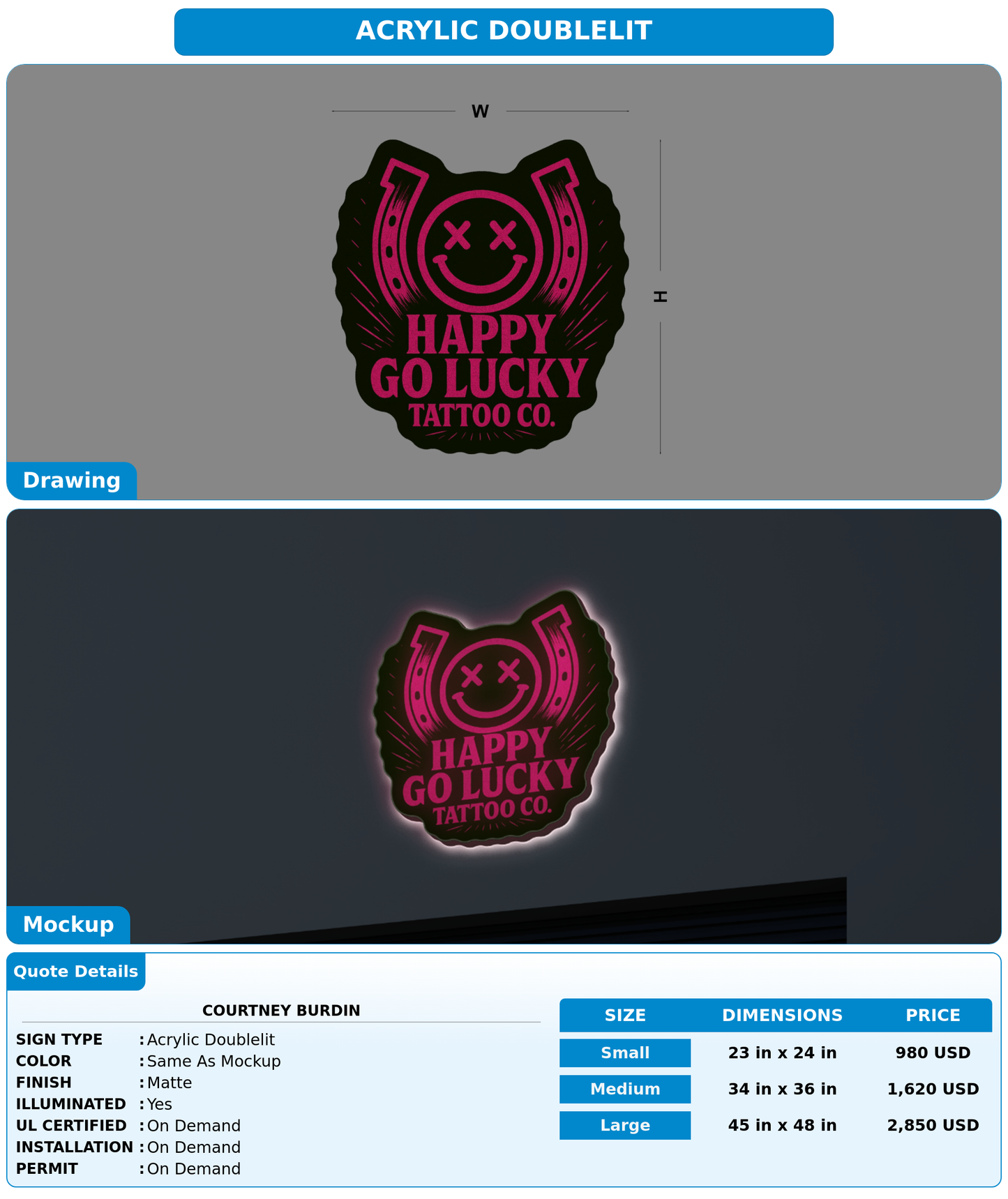 CUSTOM MOCKUP SIGN FOR Courtney Burdin