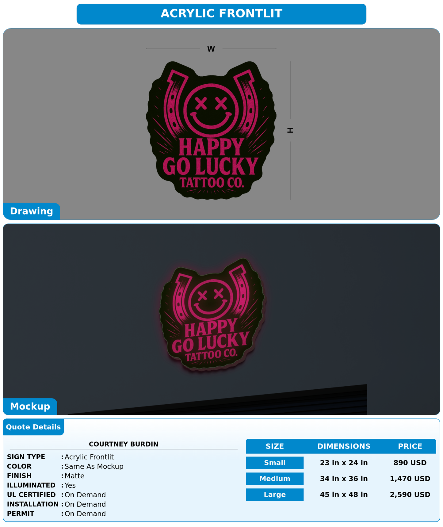 CUSTOM MOCKUP SIGN FOR Courtney Burdin