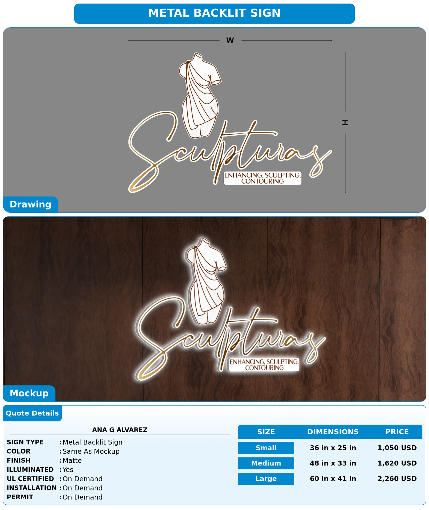 CUSTOM MOCKUP SIGN FOR Ana G Alvarez