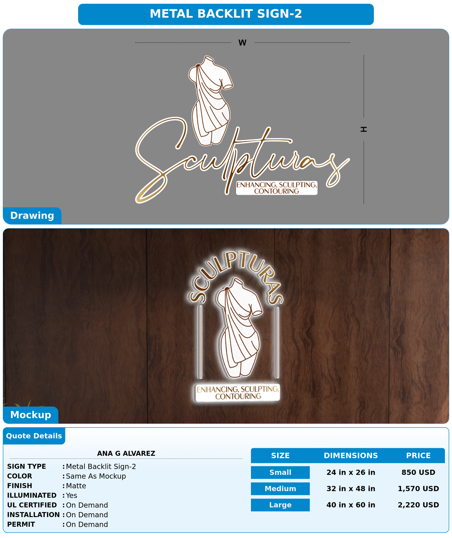 CUSTOM MOCKUP SIGN FOR Ana G Alvarez