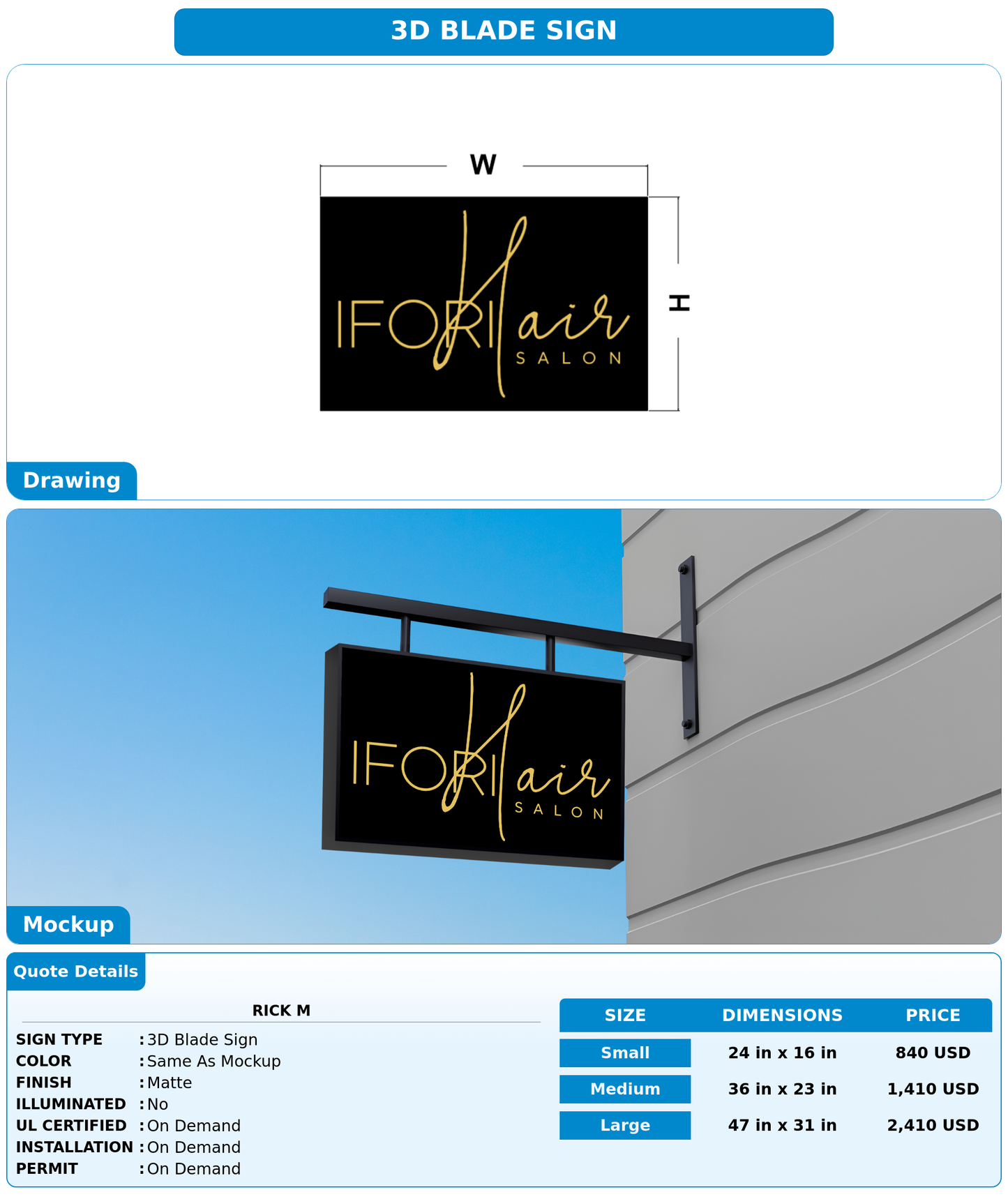 CUSTOM MOCKUP SIGN FOR Rick m