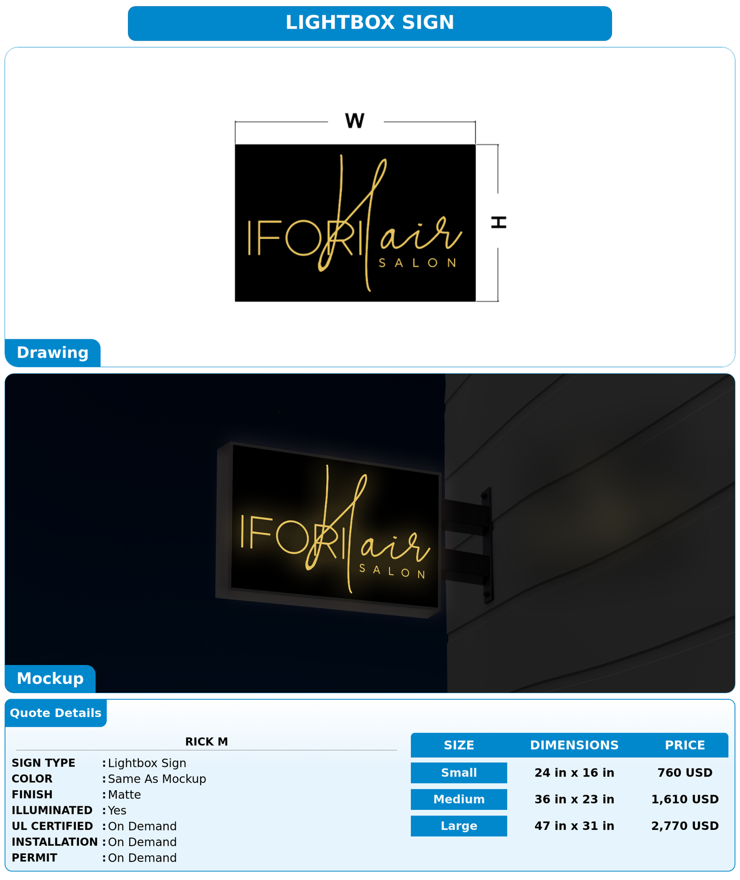 CUSTOM MOCKUP SIGN FOR Rick m