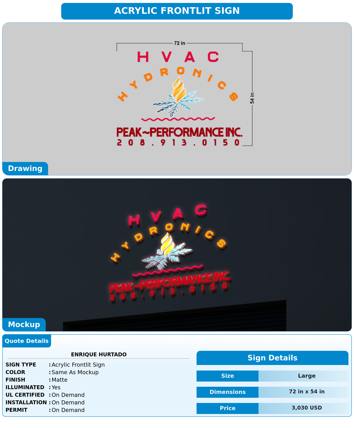 CUSTOM MOCKUP SIGN FOR Enrique Hurtado