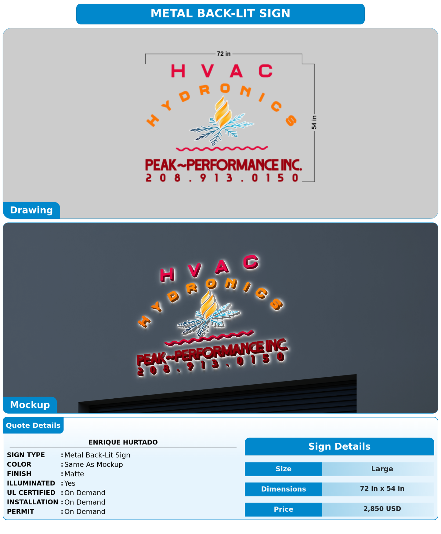 CUSTOM MOCKUP SIGN FOR Enrique Hurtado