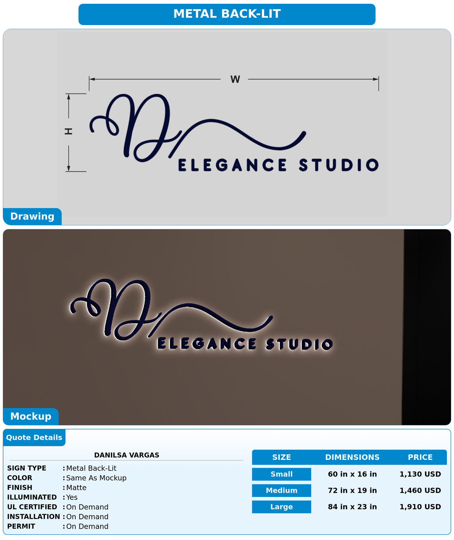 CUSTOM MOCKUP SIGN FOR Danilsa Vargas