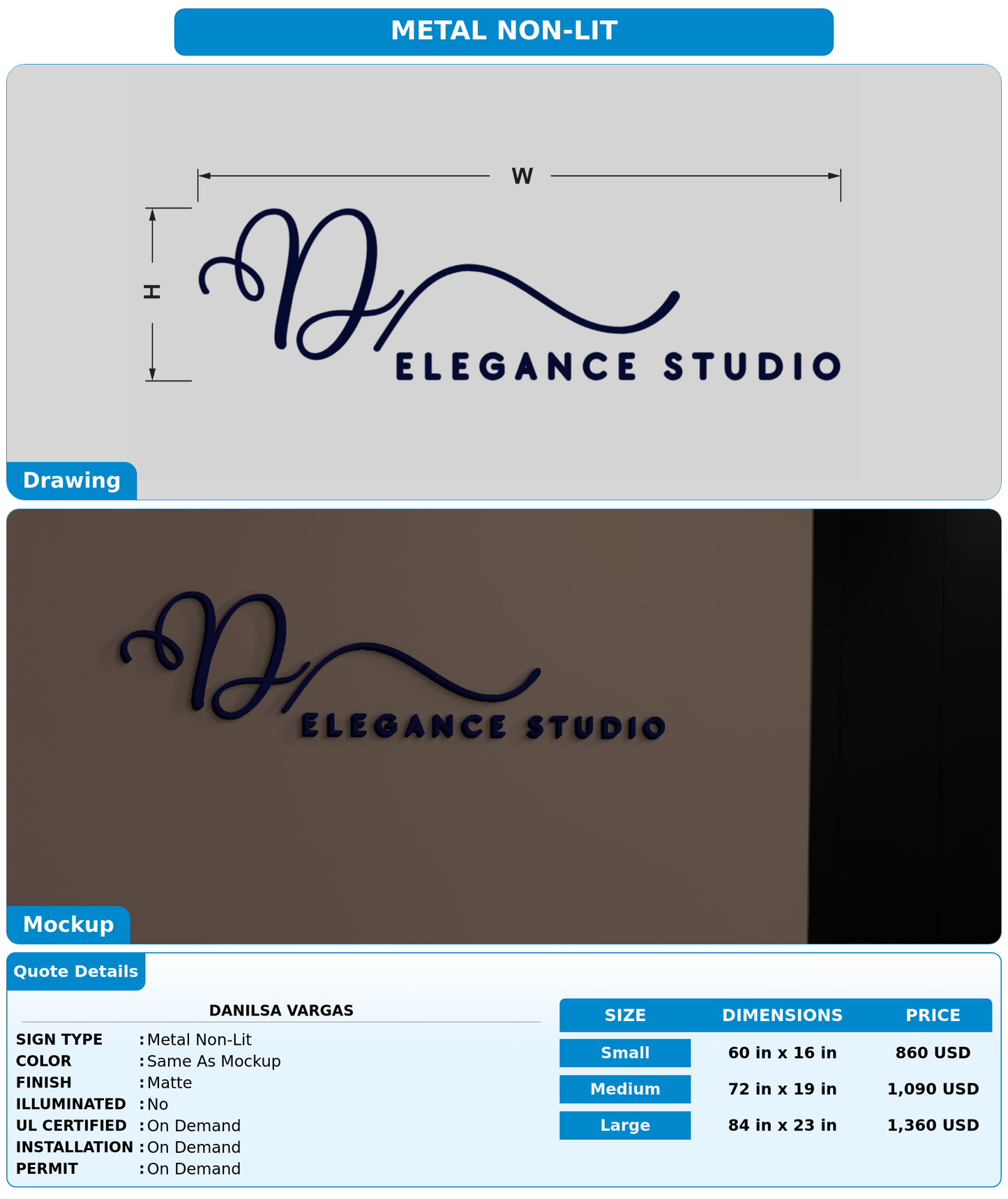 CUSTOM MOCKUP SIGN FOR Danilsa Vargas
