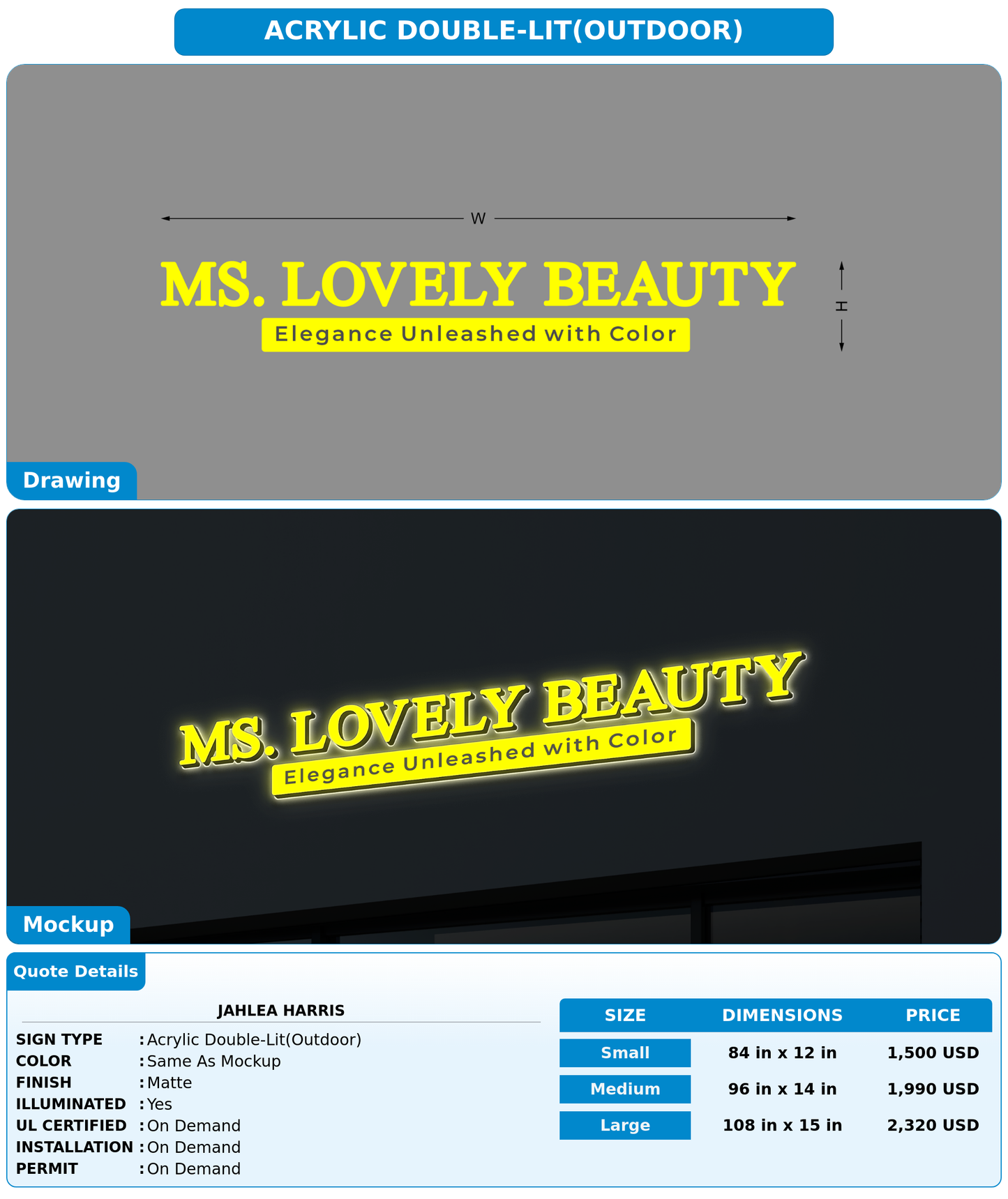 CUSTOM MOCKUP SIGN FOR jahlea harris