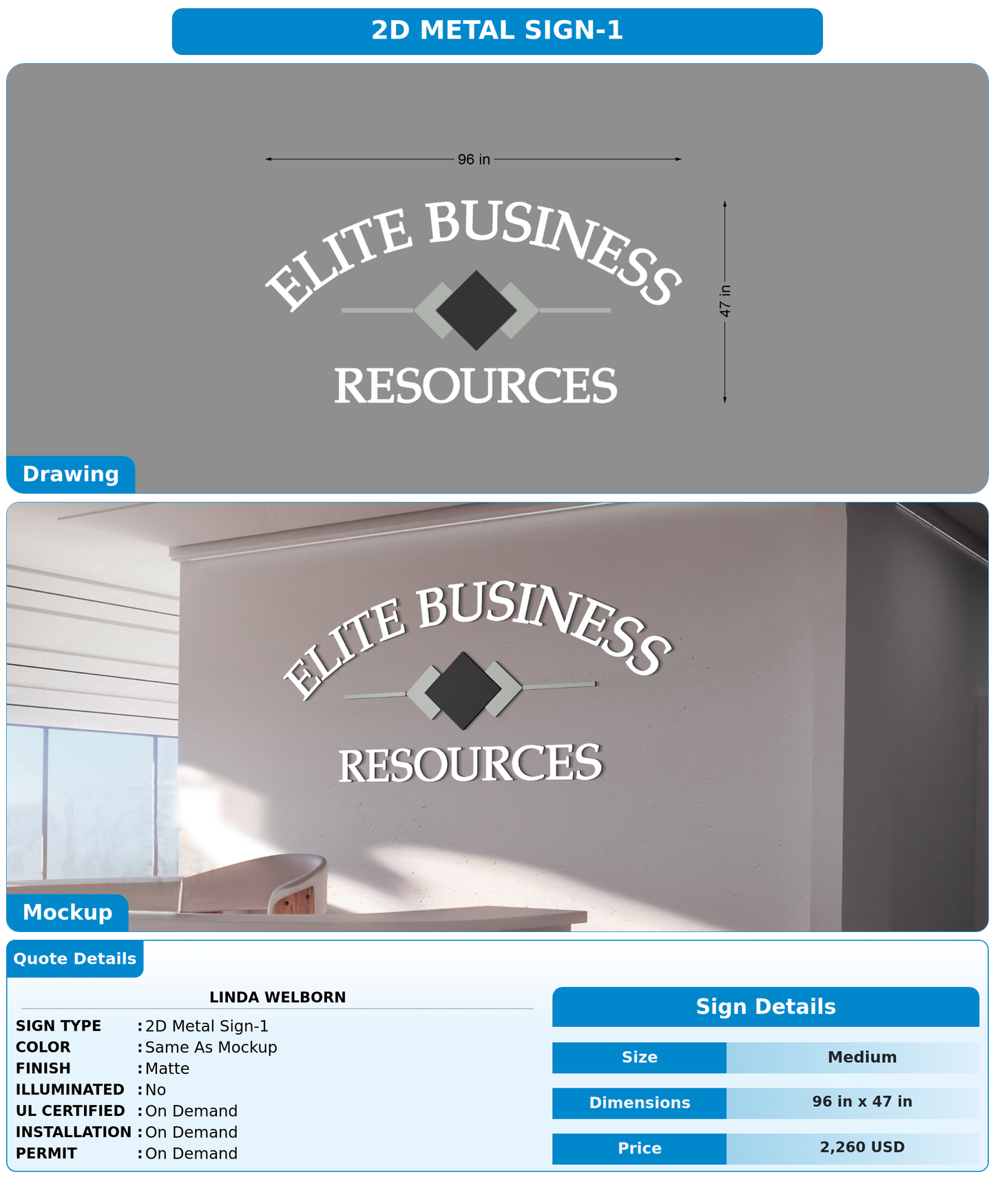 CUSTOM MOCKUP SIGN FOR Linda Welborn