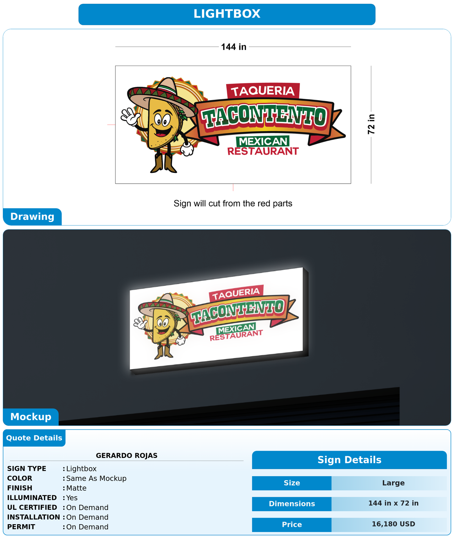 CUSTOM MOCKUP SIGN FOR Gerardo  Rojas