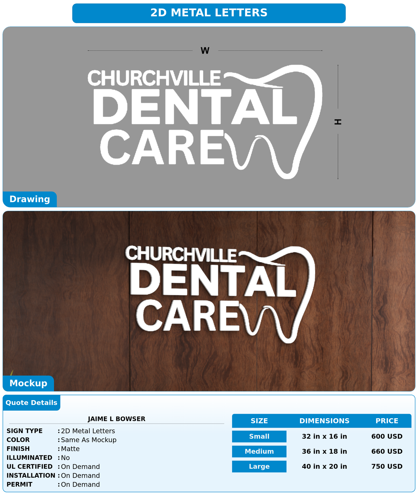 CUSTOM MOCKUP SIGN FOR Jaime L Bowser