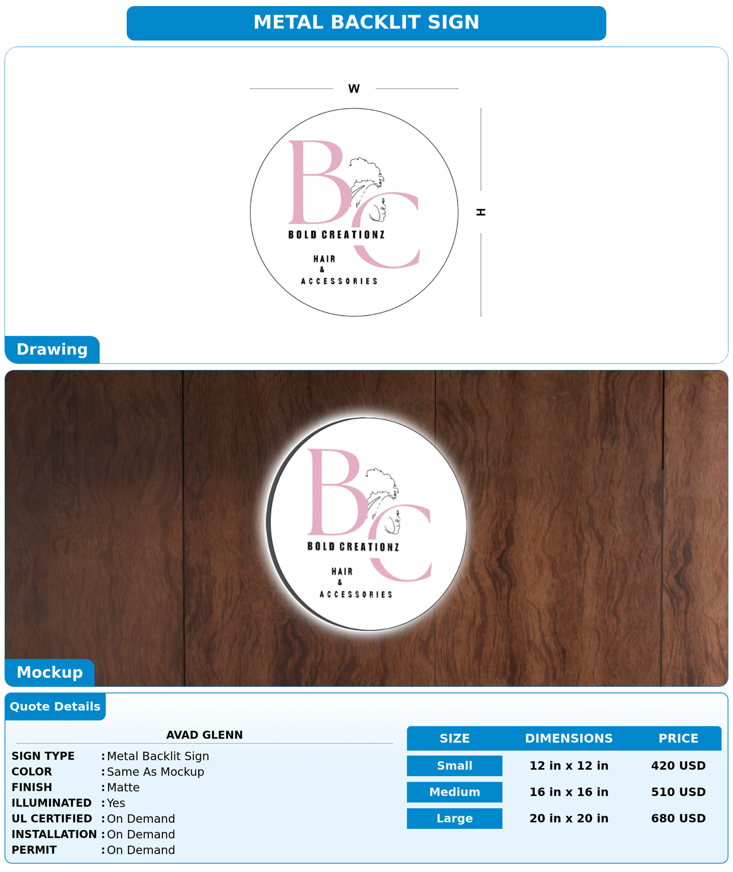 CUSTOM MOCKUP SIGN FOR Avad glenn