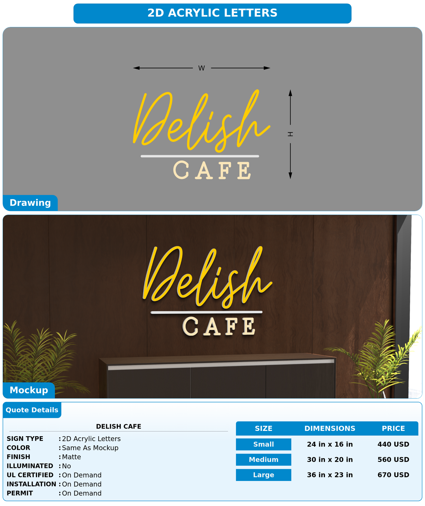 CUSTOM MOCKUP SIGN FOR Delish cafe