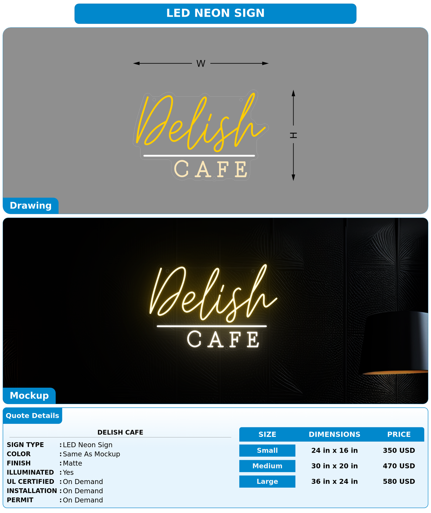 CUSTOM MOCKUP SIGN FOR Delish cafe