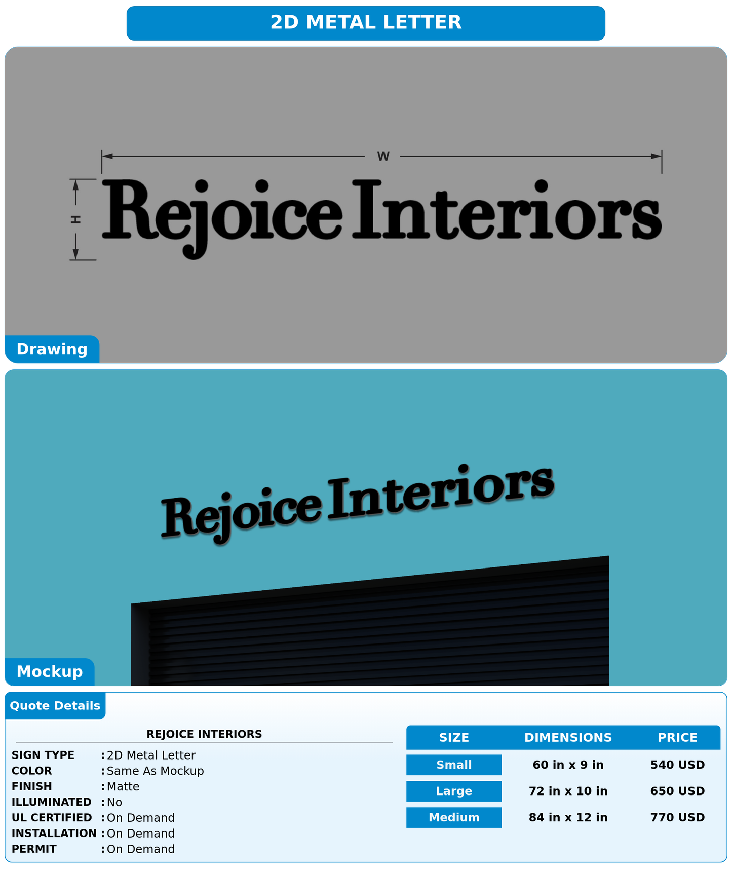 CUSTOM MOCKUP SIGN FOR Rejoice Interiors