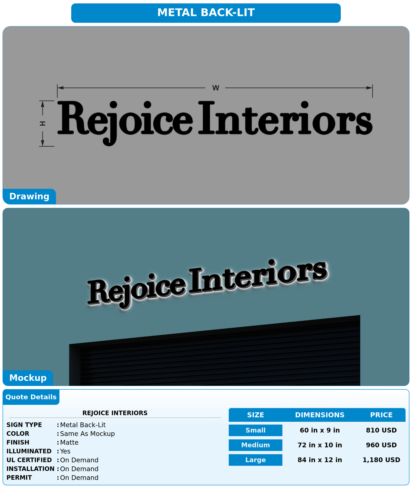 CUSTOM MOCKUP SIGN FOR Rejoice Interiors