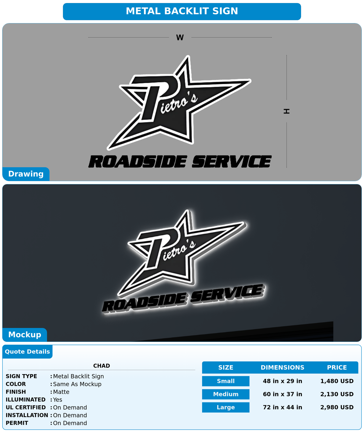 CUSTOM MOCKUP SIGN FOR Chad
