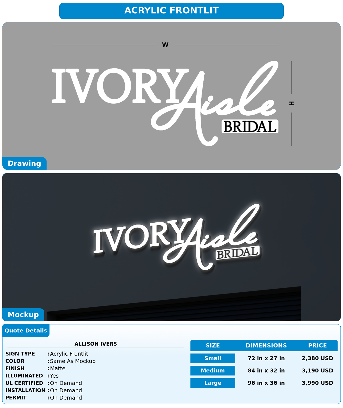 CUSTOM MOCKUP SIGN FOR Allison Ivers