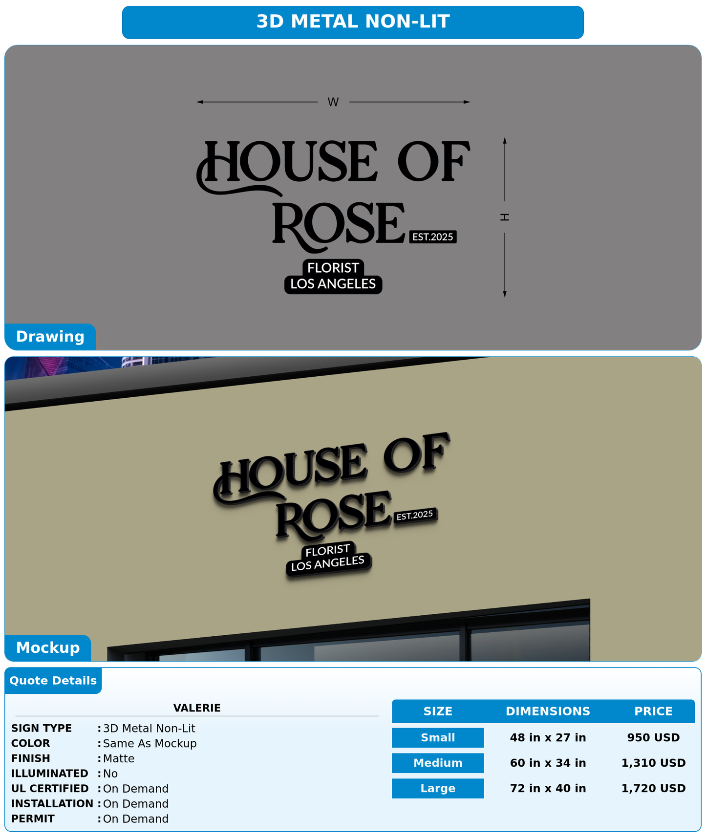 CUSTOM MOCKUP SIGN FOR Valerie