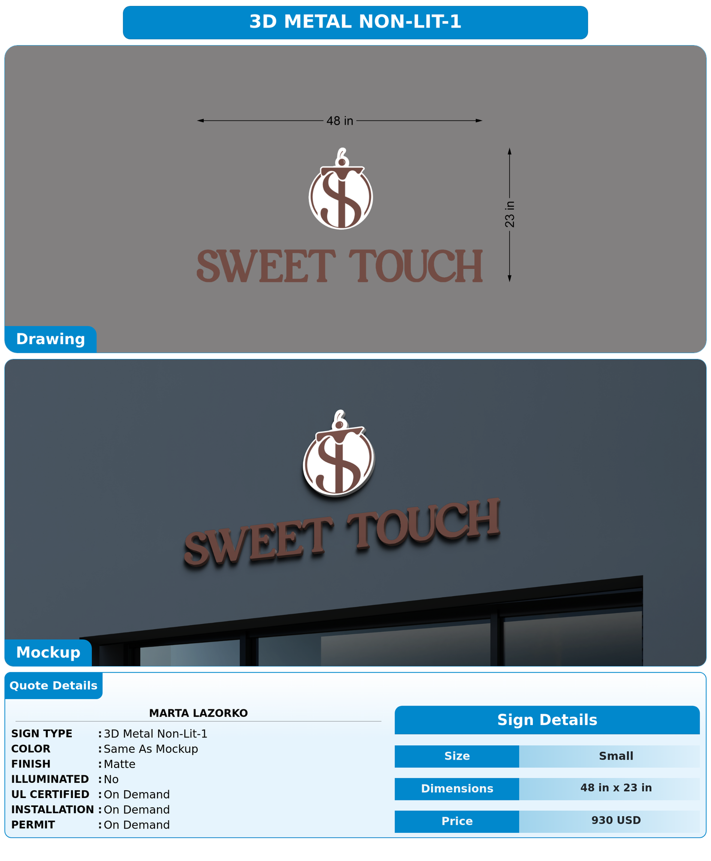 CUSTOM MOCKUP SIGN FOR Marta Lazorko