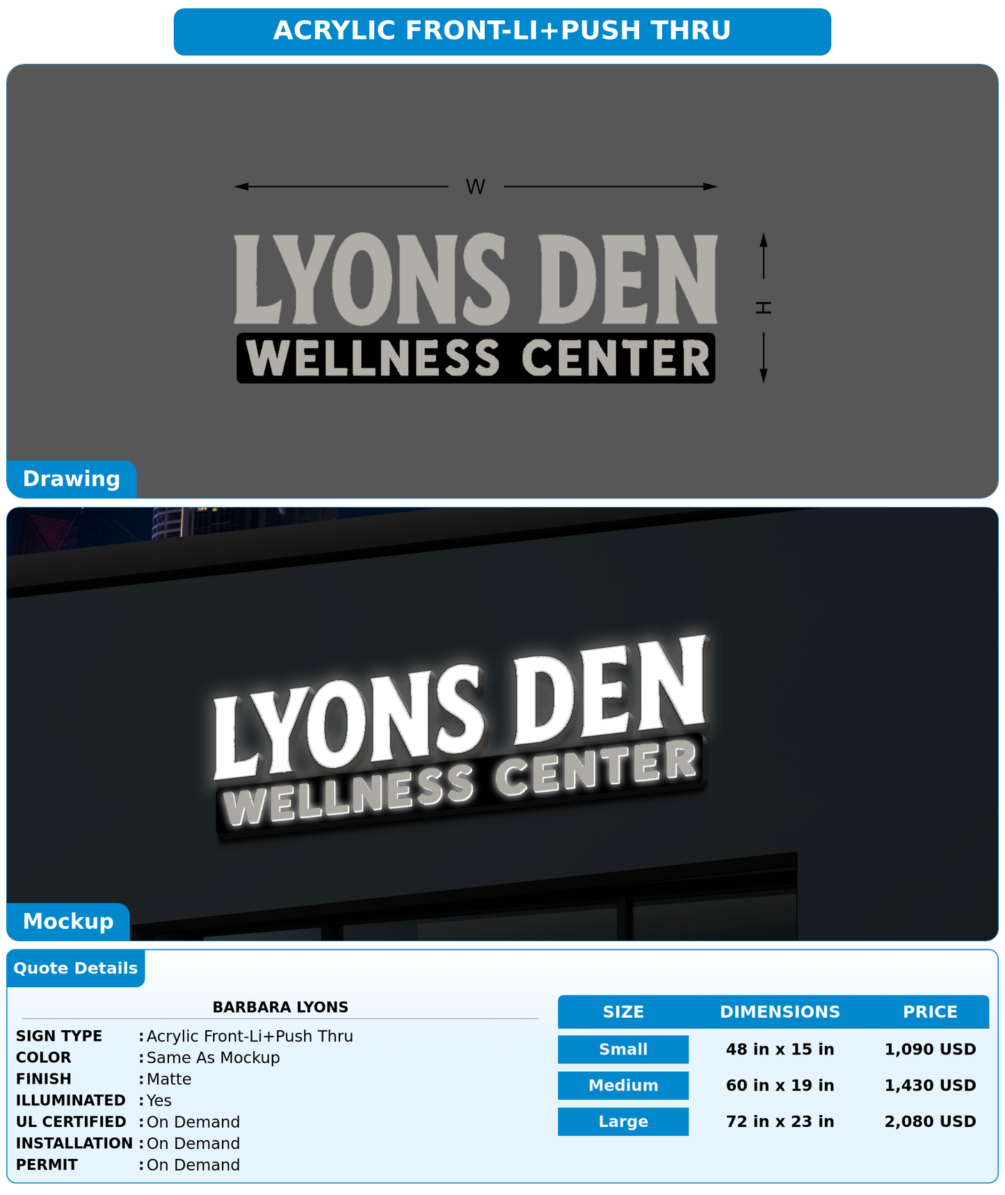CUSTOM MOCKUP SIGN FOR Barbara Lyons