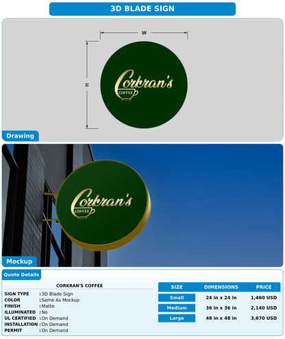 CUSTOM MOCKUP SIGN FOR Corkran's Coffee