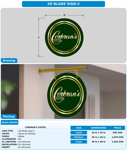 CUSTOM MOCKUP SIGN FOR Corkran's Coffee