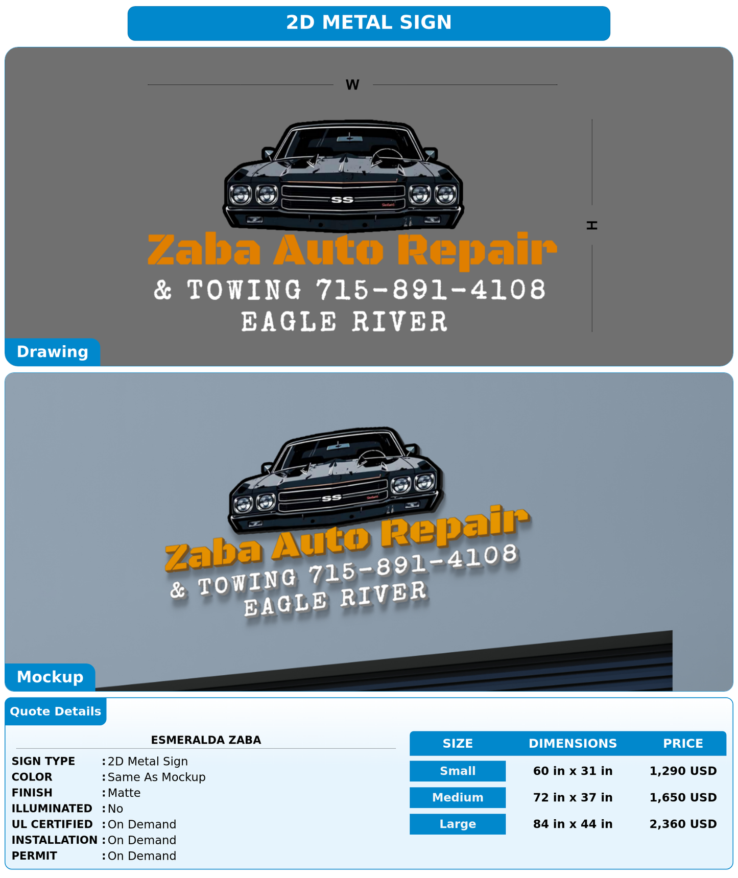 CUSTOM MOCKUP SIGN FOR esmeralda zaba