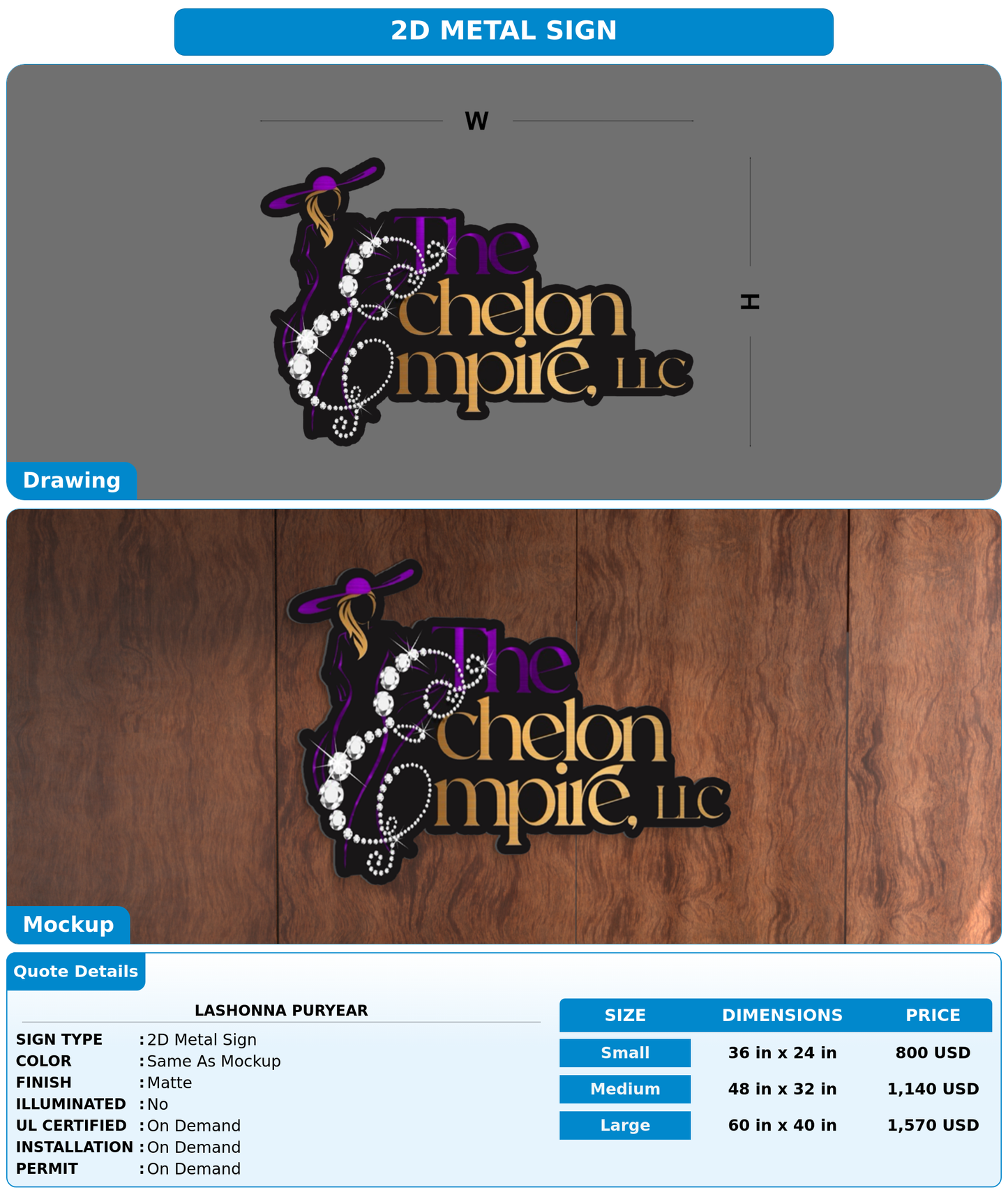 CUSTOM MOCKUP SIGN FOR Lashonna Puryear