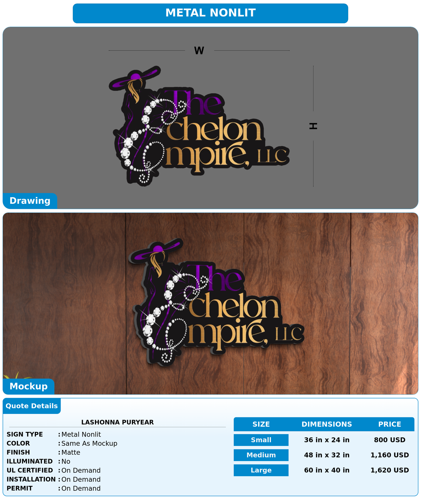 CUSTOM MOCKUP SIGN FOR Lashonna Puryear