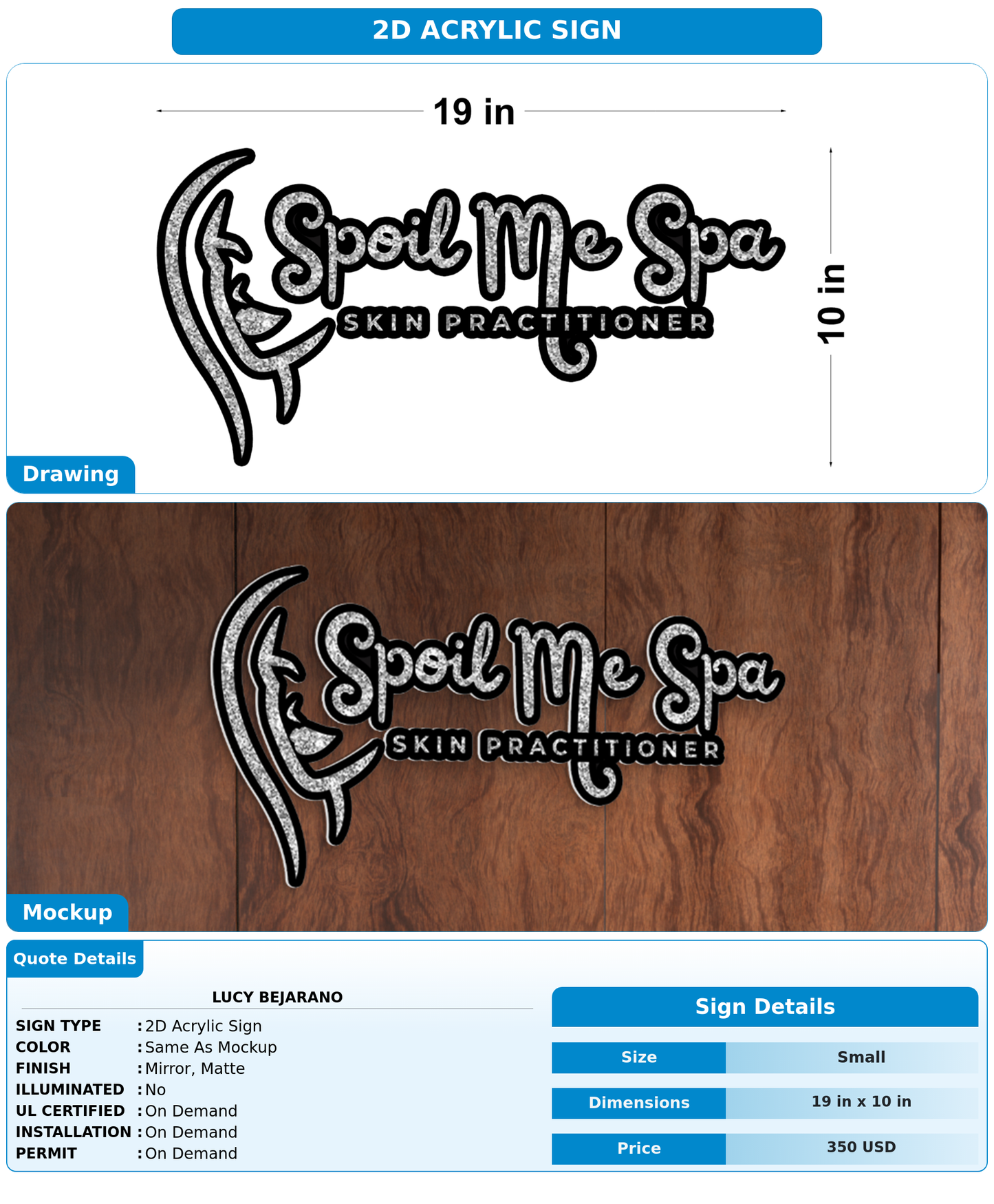 CUSTOM MOCKUP SIGN FOR Lucy Bejarano
