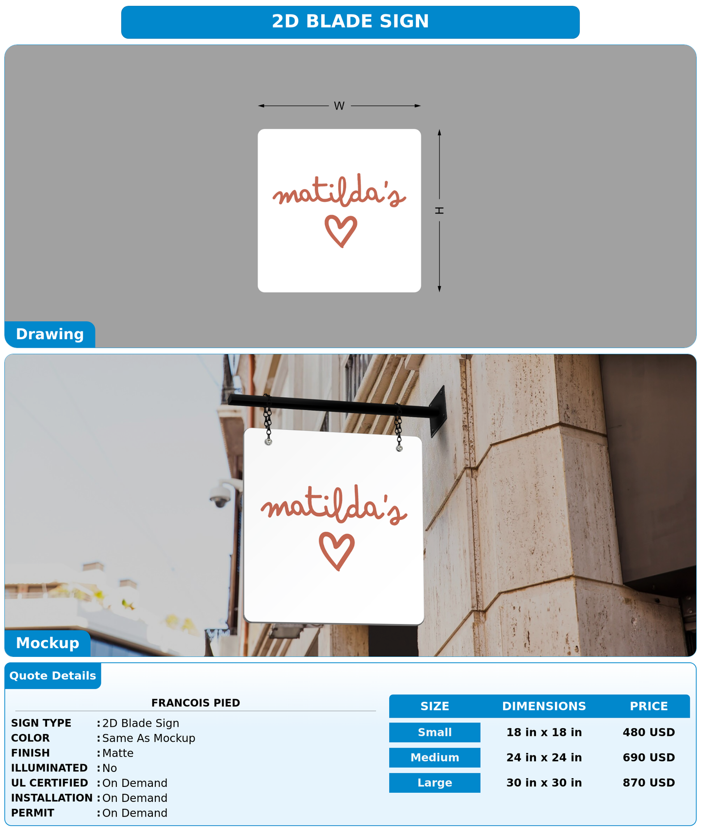 CUSTOM MOCKUP SIGN FOR Francois Pied