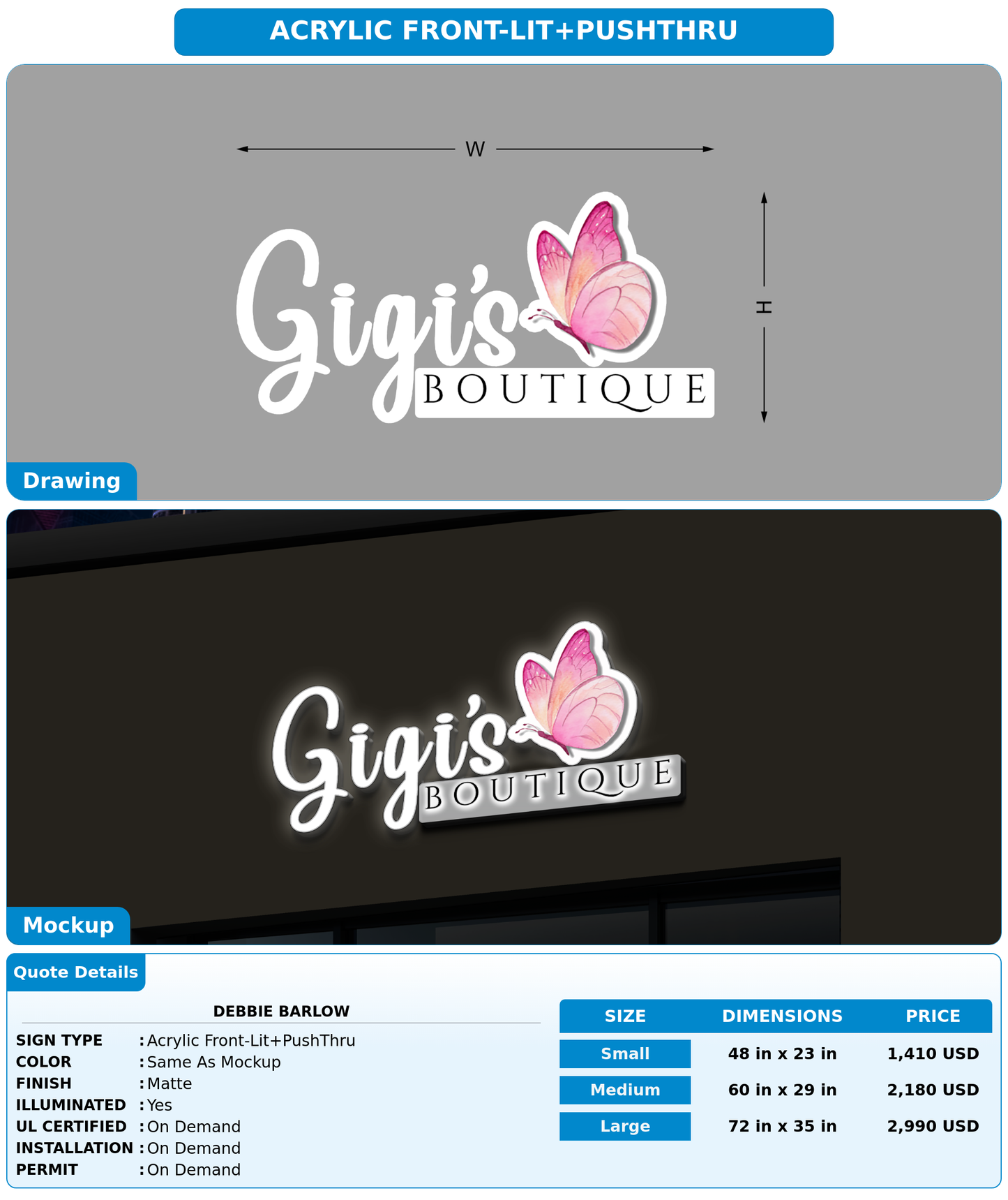 CUSTOM MOCKUP SIGN FOR Debbie Barlow