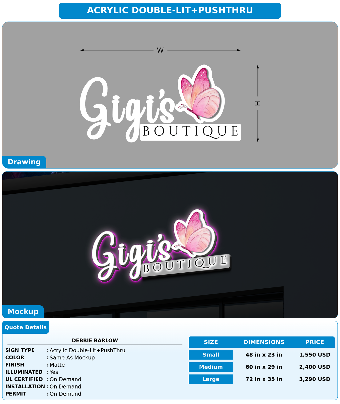 CUSTOM MOCKUP SIGN FOR Debbie Barlow