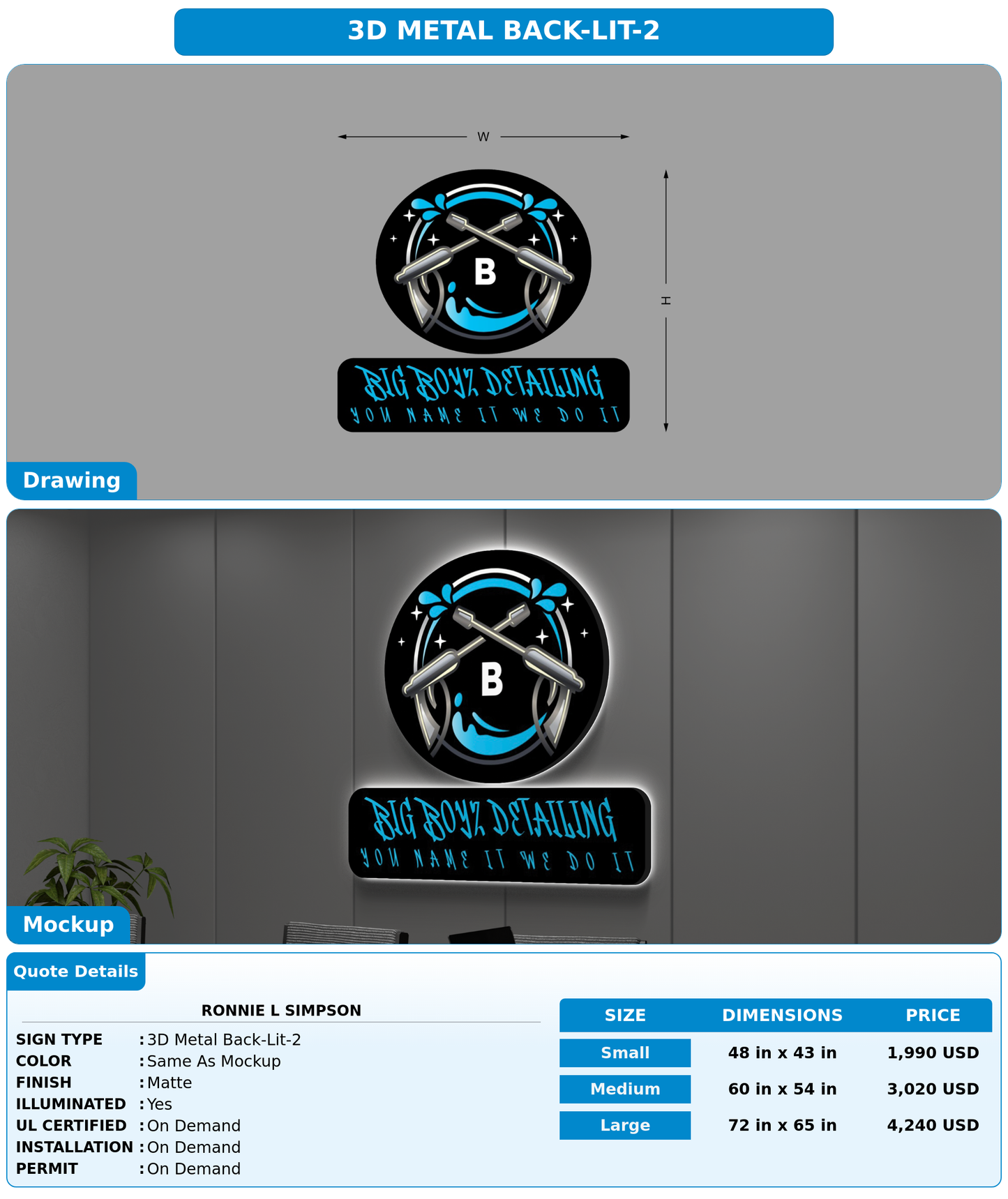 CUSTOM MOCKUP SIGN FOR Ronnie l simpson
