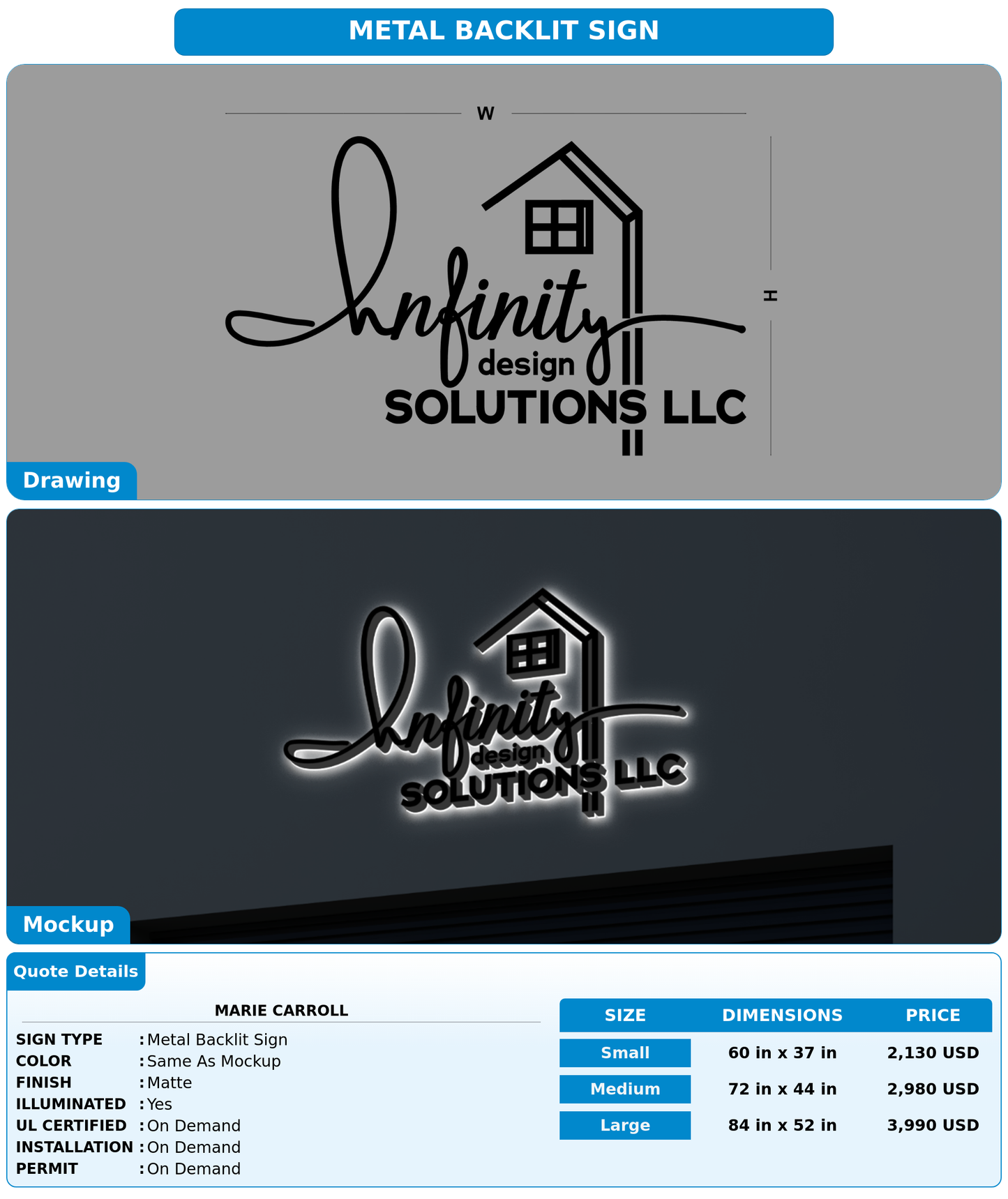 CUSTOM MOCKUP SIGN FOR marie carroll