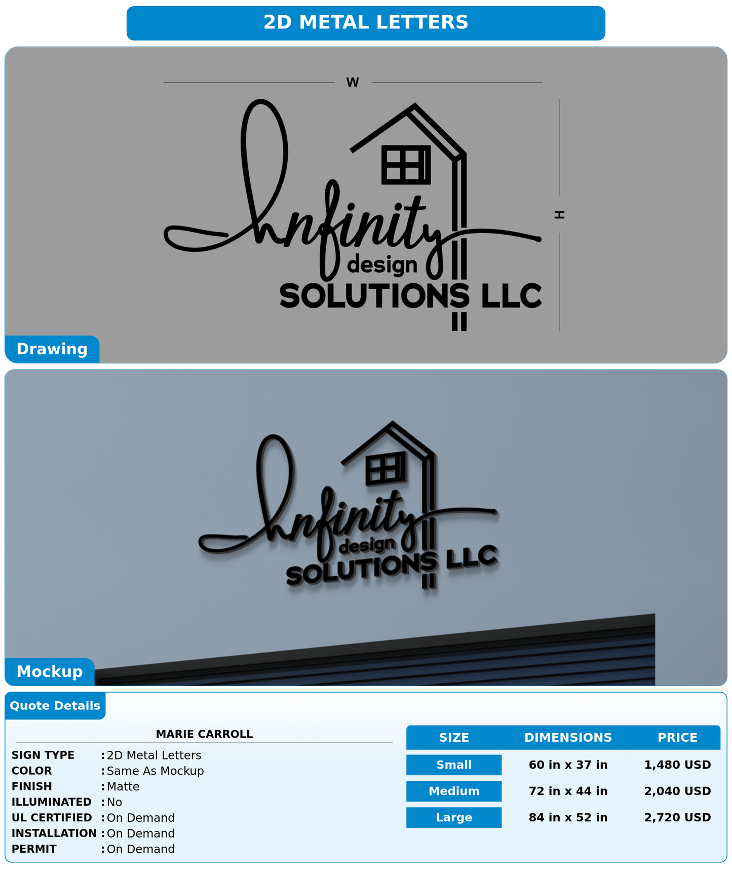 CUSTOM MOCKUP SIGN FOR marie carroll