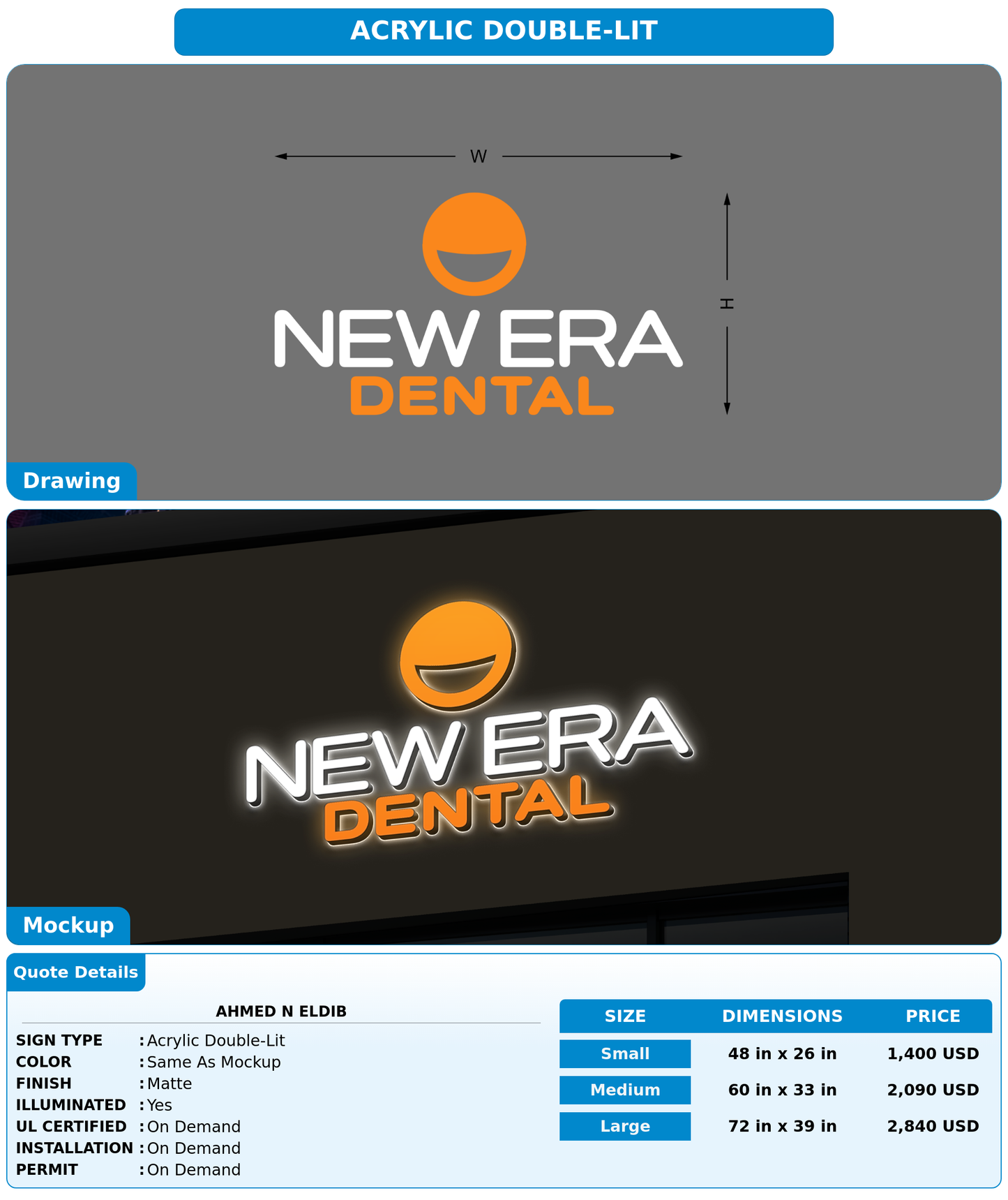 CUSTOM MOCKUP SIGN FOR Ahmed N Eldib