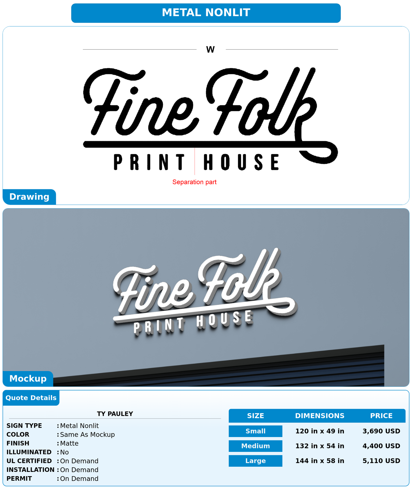 CUSTOM MOCKUP SIGN FOR Ty Pauley