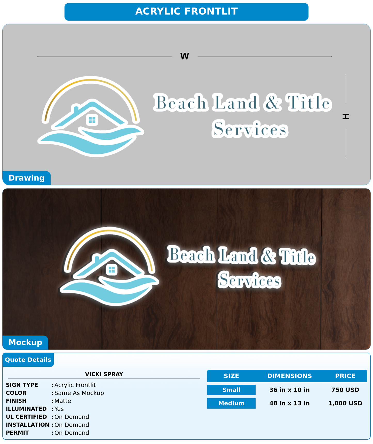 CUSTOM MOCKUP SIGN FOR Vicki Spray