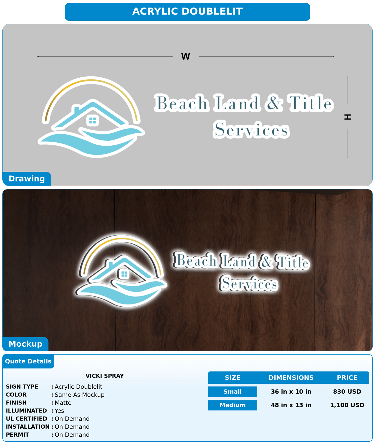 CUSTOM MOCKUP SIGN FOR Vicki Spray
